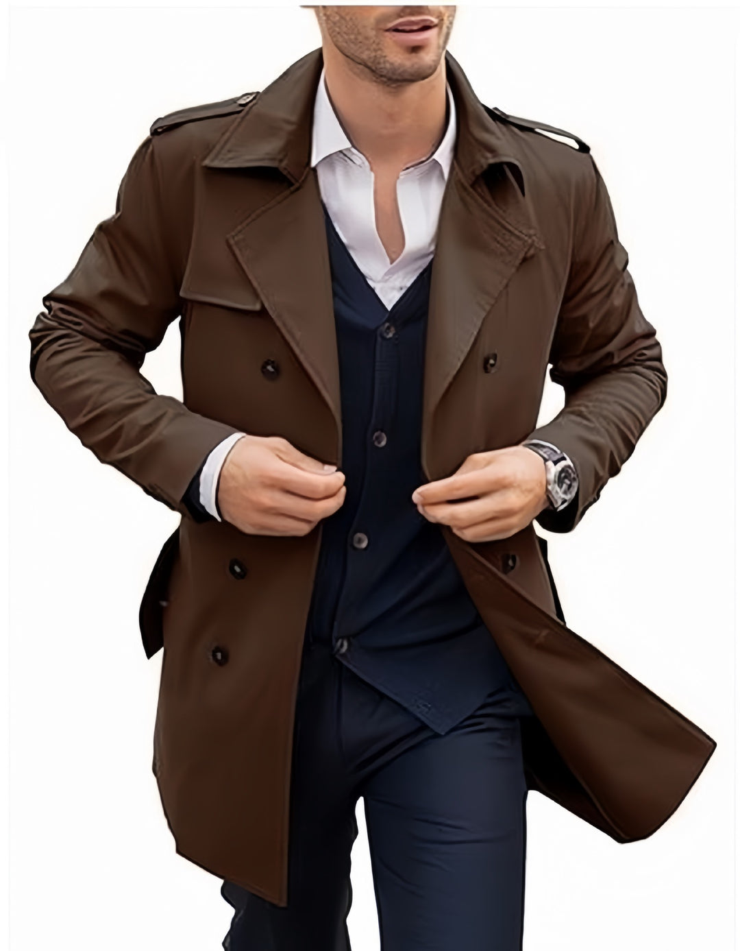 Elegant trench coat for men with classic cut and practical pockets Lune London