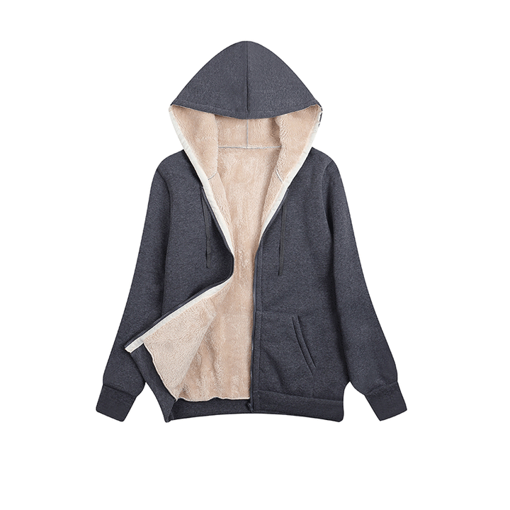 Ladies cozy fleece jacket with hood and pockets Lune London