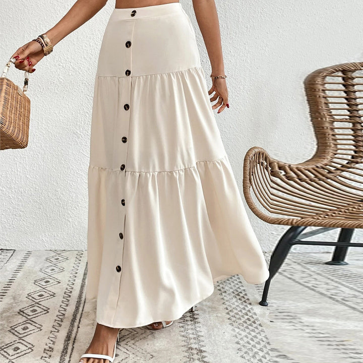 Jupe maxi pour femmes avec patte de boutonnage et coupe fluide Chic & Stil