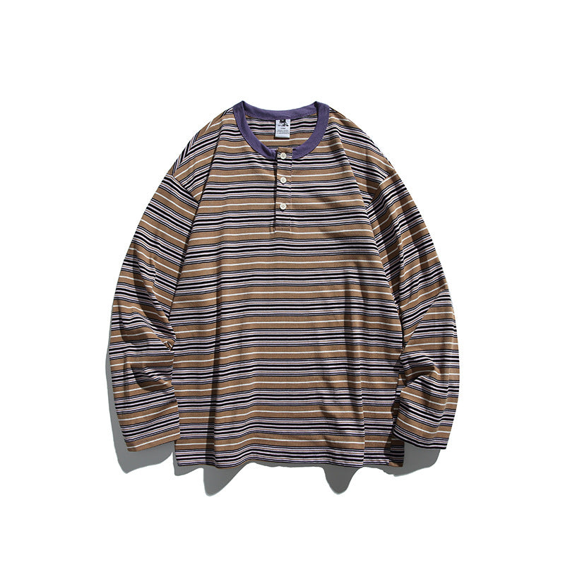 Unisex Oversize Long Sleeve with maritime stripe pattern and functional zippered chest pocket Amarae