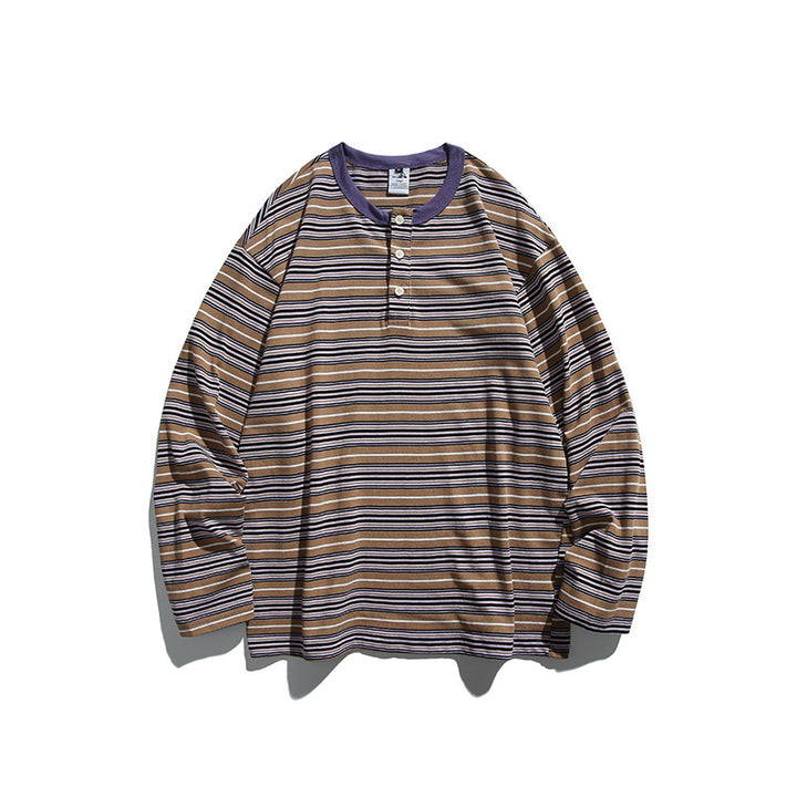 Unisex Oversize Long Sleeve with maritime stripe pattern and functional zippered chest pocket Amarae