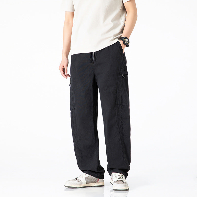 Comfortable cargo pants for men with side pockets and practical back pockets Lune London