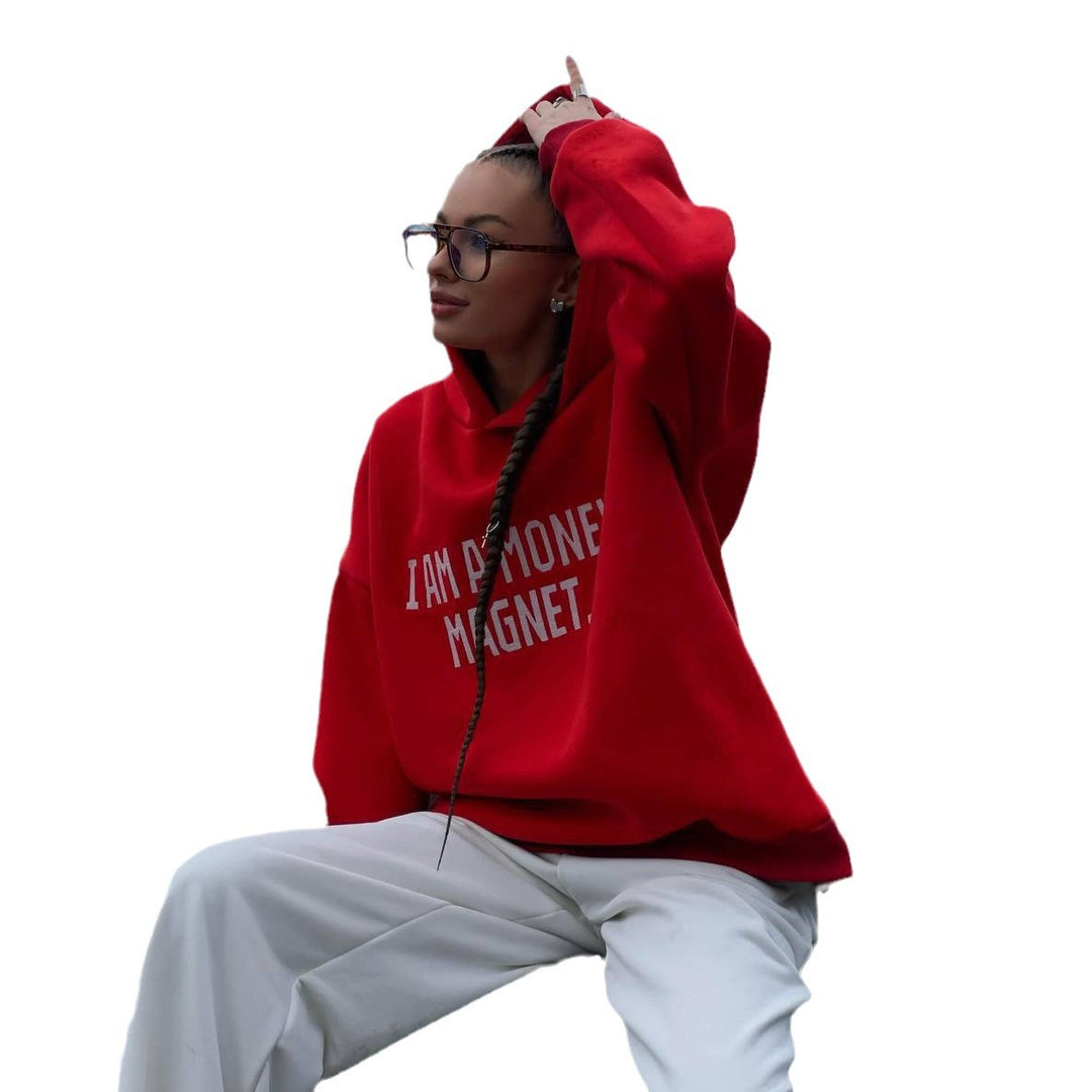 Hooded sweatshirt for women with striking inscription and casual fit Lune London