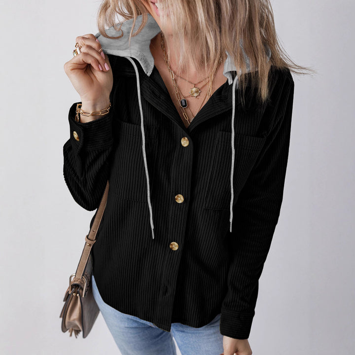 Ladies Casual Long Jacket with Hood and Button Details Lune London