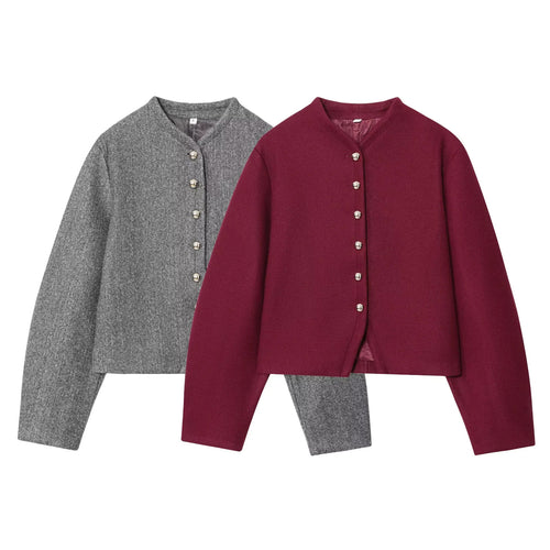 Elegant ladies knitted cardigan with textured fabric and shiny buttons Amarae