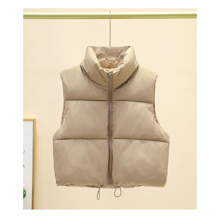 Ladies quilted gilet with high collar and adjustable waist Lune London