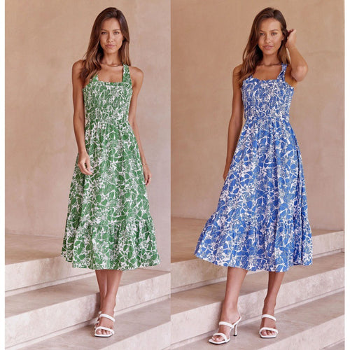 Robe maxi pour femmes avec un design floral romantique et un cordon de taille élastique Chic & Stil