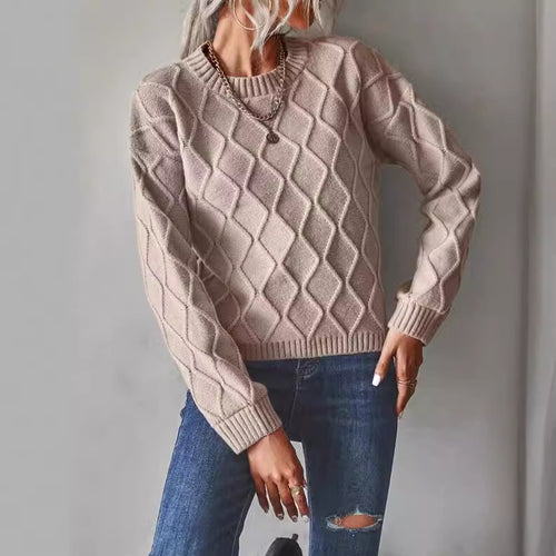 Knitted sweater for women with a decorative diamond pattern Amarae