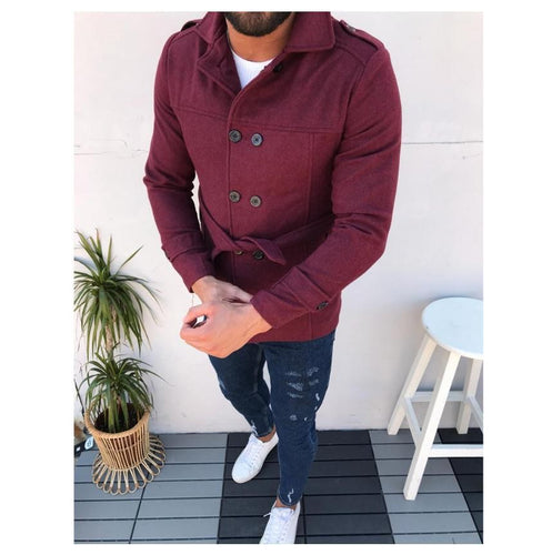 Fashion designer jacket for men with double-breasted closure and belt Amarae