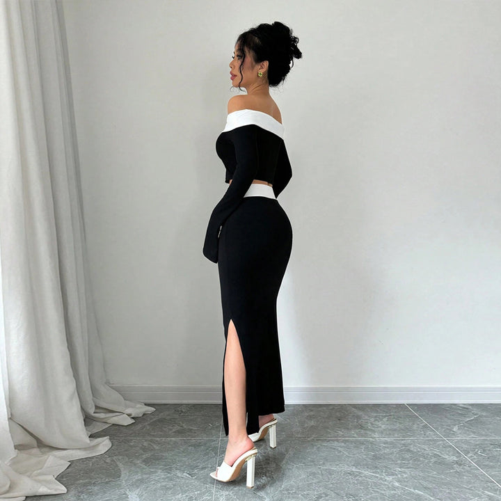 Ensemble de haut court et de jupe maxi pour femmes avec design décolleté Chic & Stil