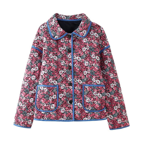 Quilted floral jacket for women with modern collar and practical pockets Amarae