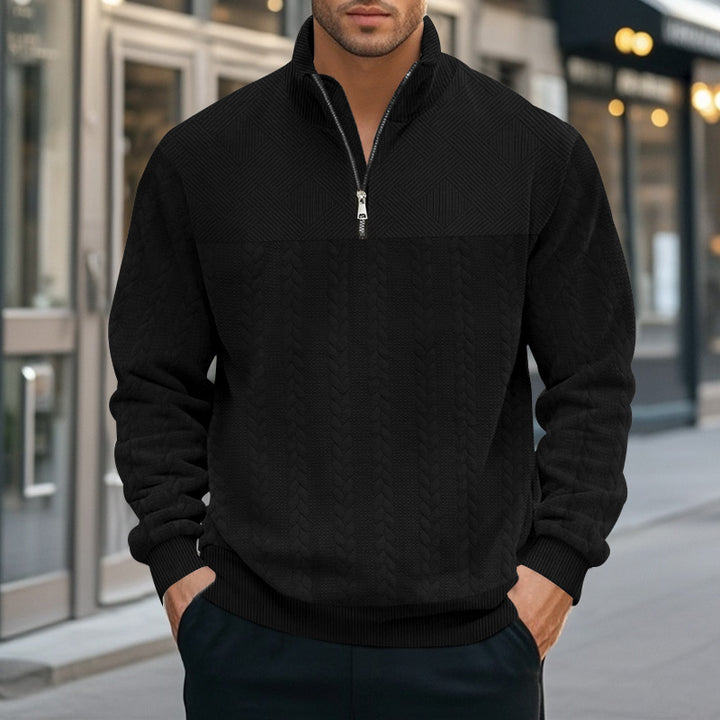 Stylish knitted sweater for men with half-zip closure Lune London