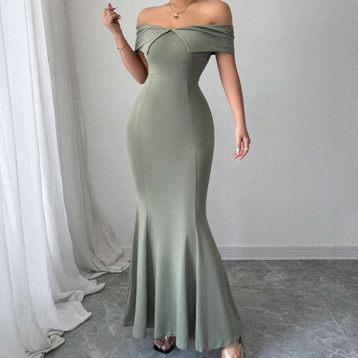 Lune London Off-Shoulder Fitted Maxi Dress for Ladies