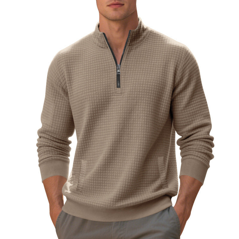 Sporty pullover for men with zipper and textured surface Lune London
