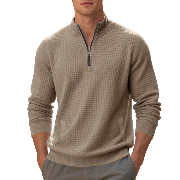 Sporty pullover for men with zipper and textured surface Lune London