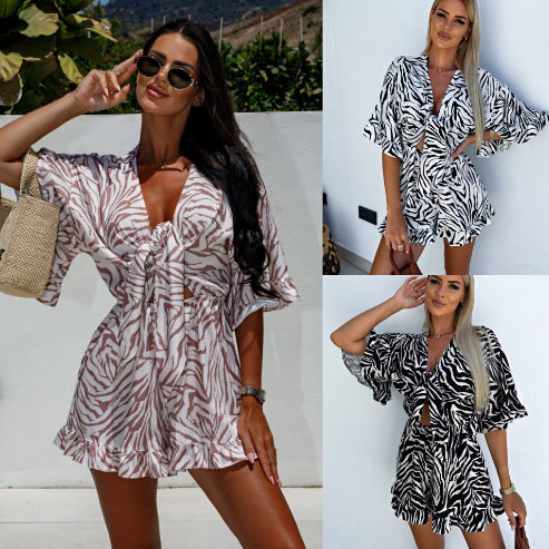Amarae Zebra Print Mini Wrap Dress for Women