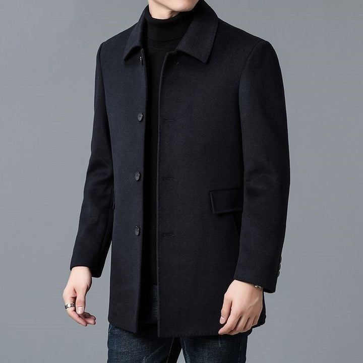 Elegant wool coat for men with textured fabric and classic cut Amarae