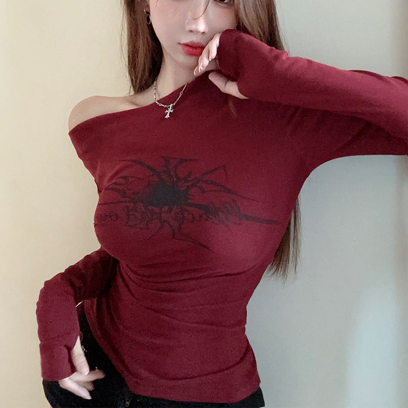 Women's Long Sleeve Shirt with Off-Shoulder Neckline Lune London