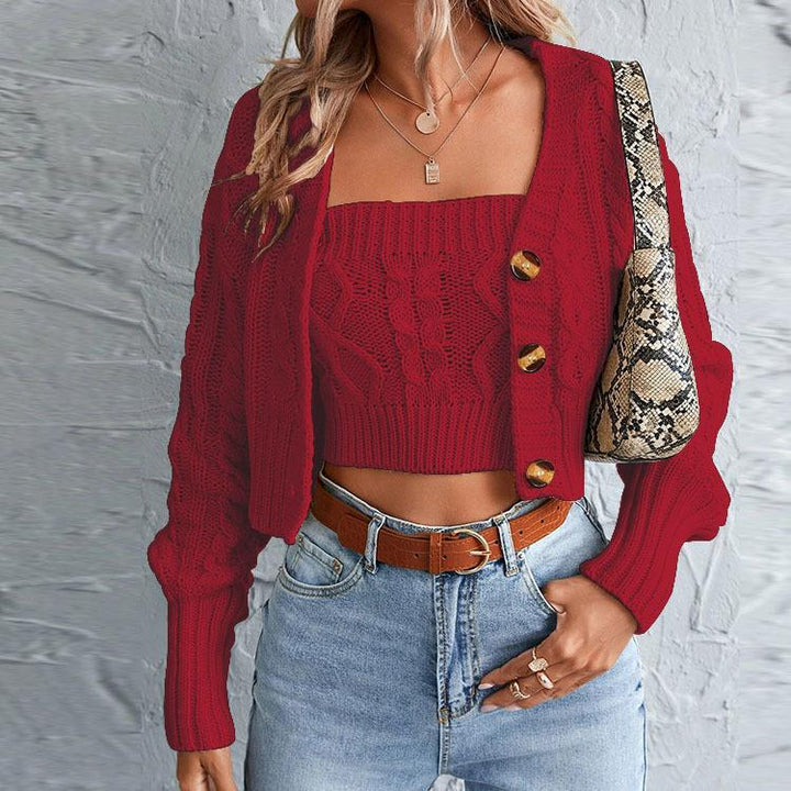 Knit jacket for women with structured design and button detail Lune London