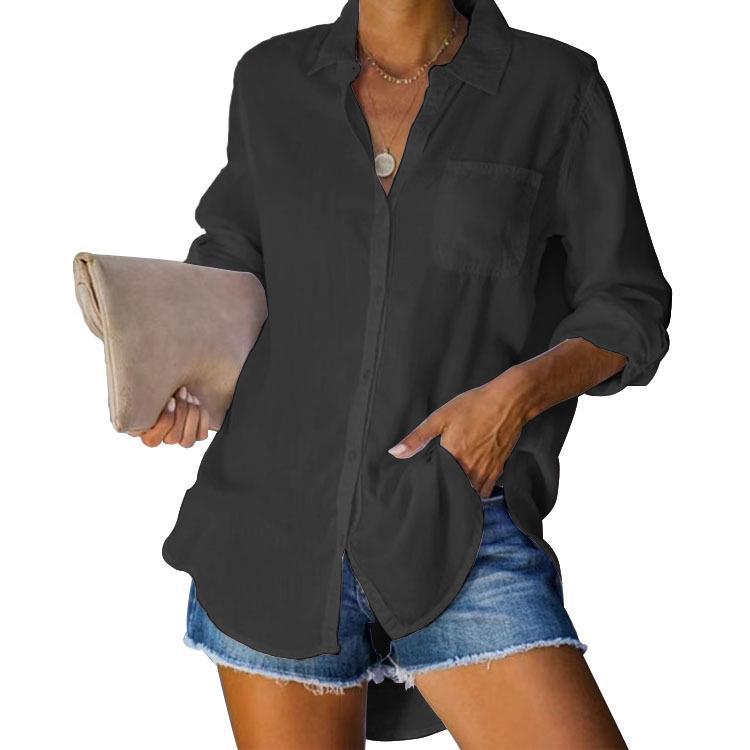 Casual women's shirt with chest pocket and long sleeves Lune London