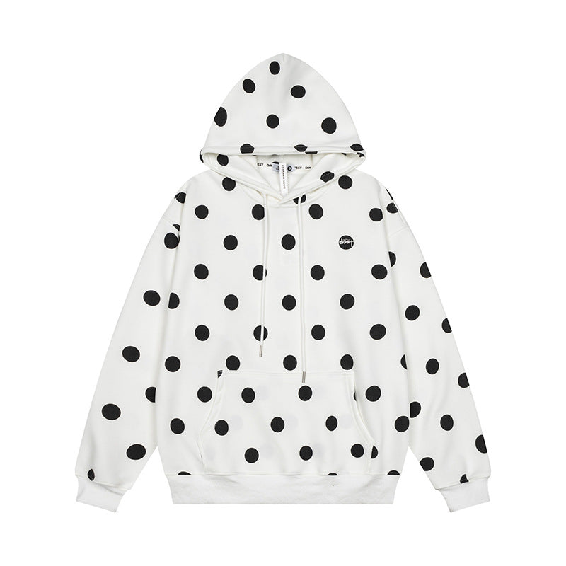 Women’s Oversize Hoodie with Polka Dot Allover and Kangaroo Pocket Amarae