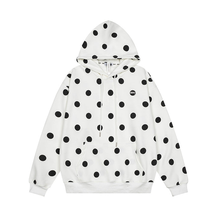 Women’s Oversize Hoodie with Polka Dot Allover and Kangaroo Pocket Amarae
