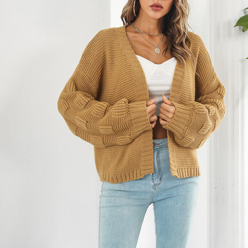 Cardigan en tricot épais pour femmes avec des manches volumineuses et un devant ouvert Chic & Stil