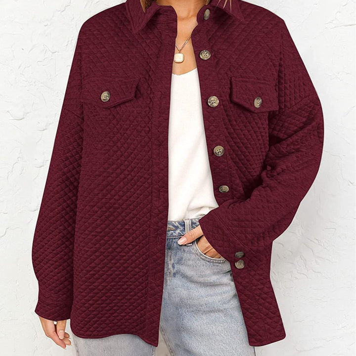 Oversized women's shirt jacket lined in structured design with applied pockets Lune London