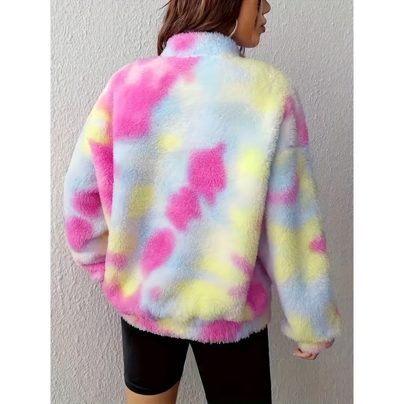 Soft fleece pullover for women with half zipper Lune London