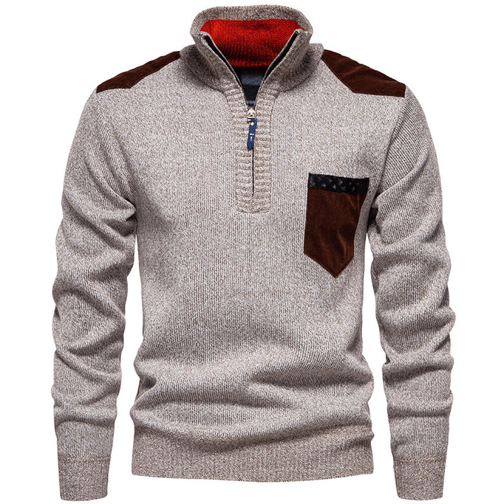 High-quality pullover for men with a high collar and zipper Lune London