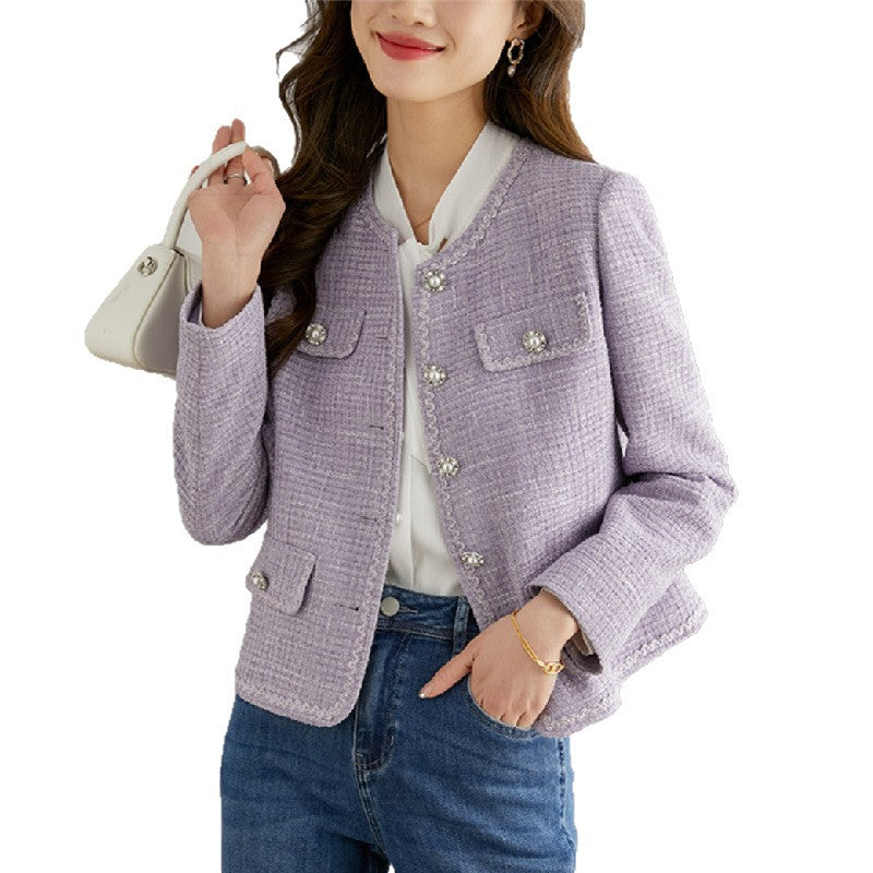 Veste en tweed pour femme avec des détails élégants en perles Chic & Stil