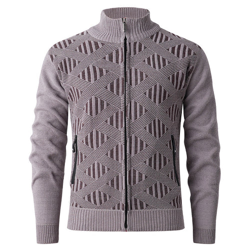 Elegant knitted jacket for men with structured design and high collar Amarae