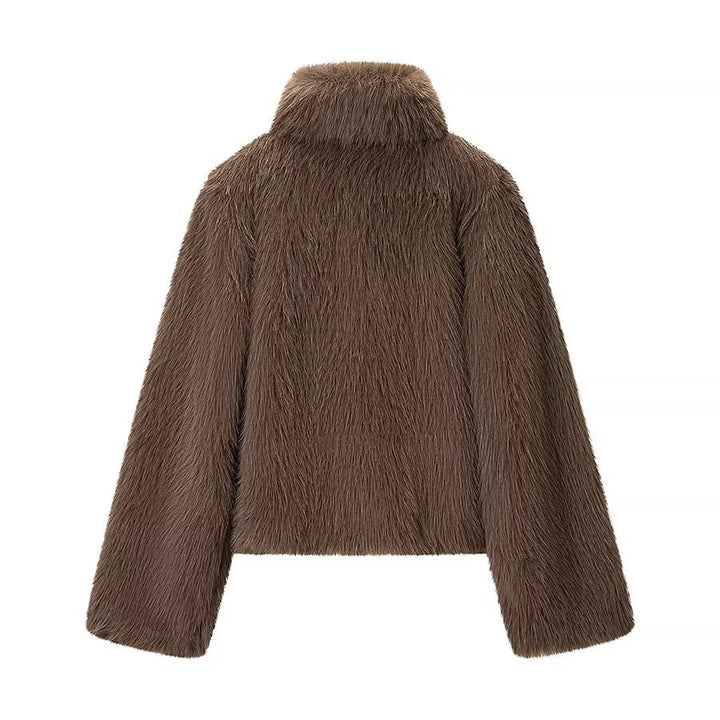 Veste en peluche confortable pour femmes avec col haut et coupe ample Chic & Stil