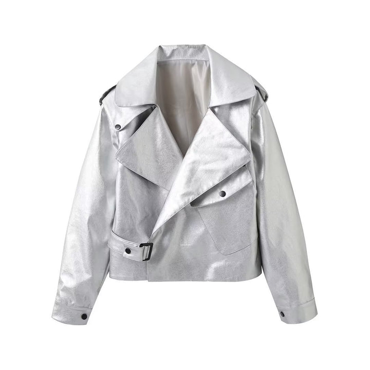 Fashion biker jacket for women with shiny finish Amarae