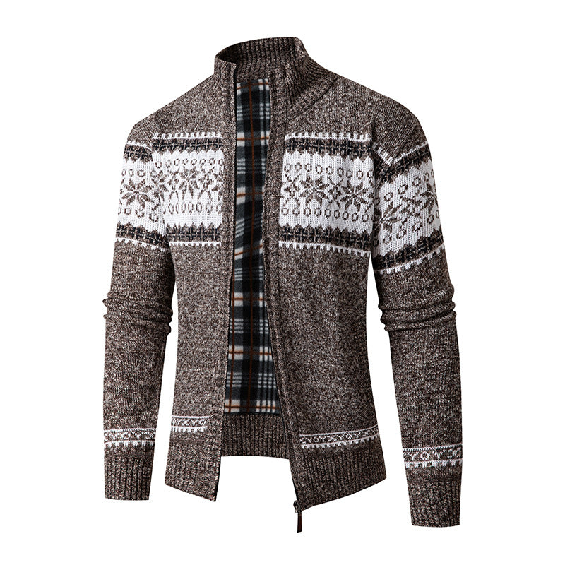 Men's knit jacket with high collar and modern zip Lune London