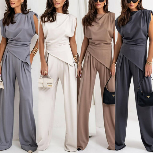 Ladies elegant jumpsuit with asymmetric cut and wide leg Amarae
