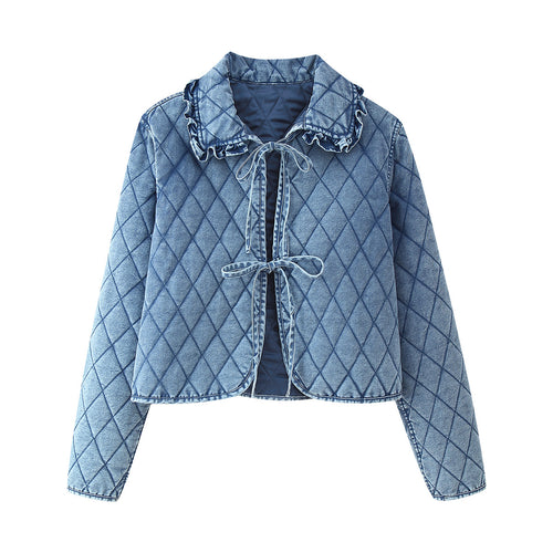 Quilted utility jacket for women with elegant collar and gathered details Amarae