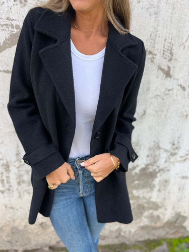 Fleece coat for women with double lapel and elegant shawl collar Amarae
