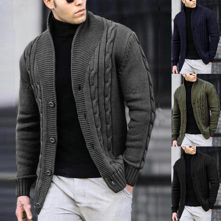Lune London | Men's cardigan with robust cable pattern and durable button closure