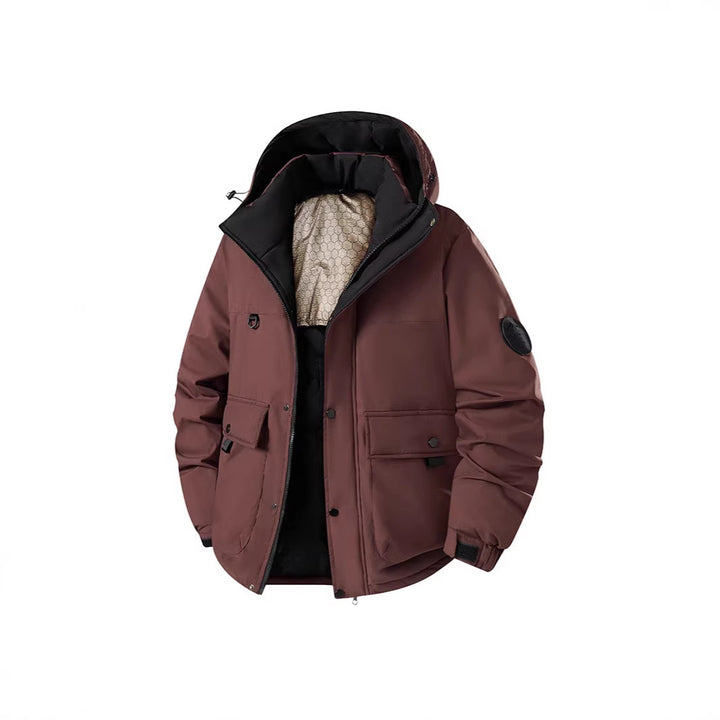 Men's Insulated Urban Parka with Stand-up Collar and Concealed Hood Amarae