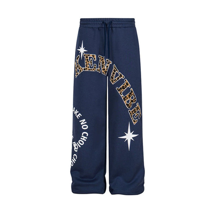 Women's wide jogging pants in culotte style with drawstring and statement print Amarae