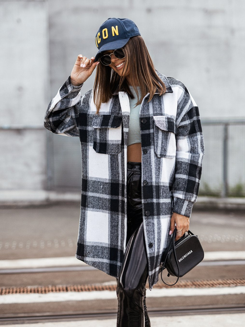 Ladies Coat Check Oversized Lune London