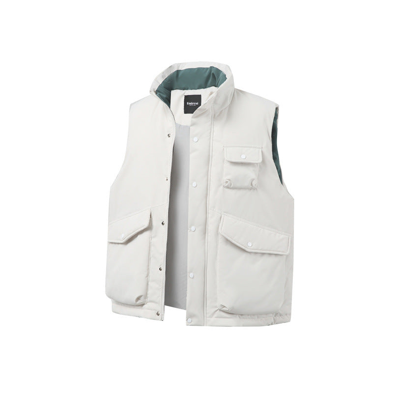 Unisex Padded Utility Vest with Stand-Up Collar and Flap Pockets Amarae