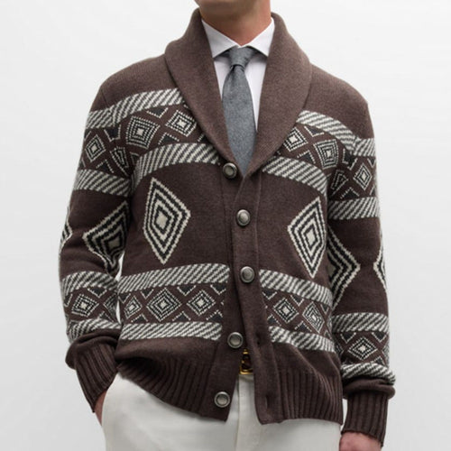 Men's knit jacket with a modern graphic pattern and a classic collar Amarae
