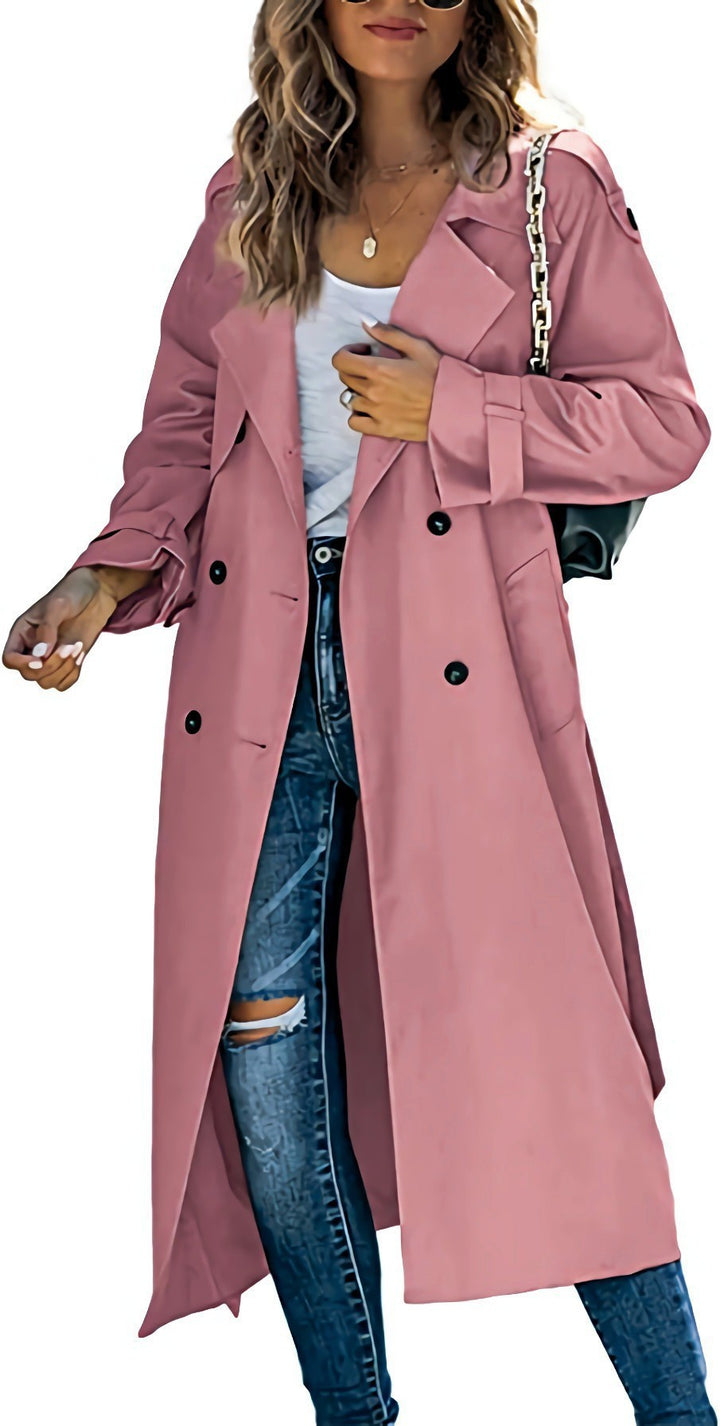 Ladies Elegant oversized trench coat with belted waist Lune London