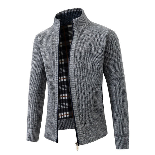 Men's knit jacket with modern stand-up collar and practical side pockets Amarae