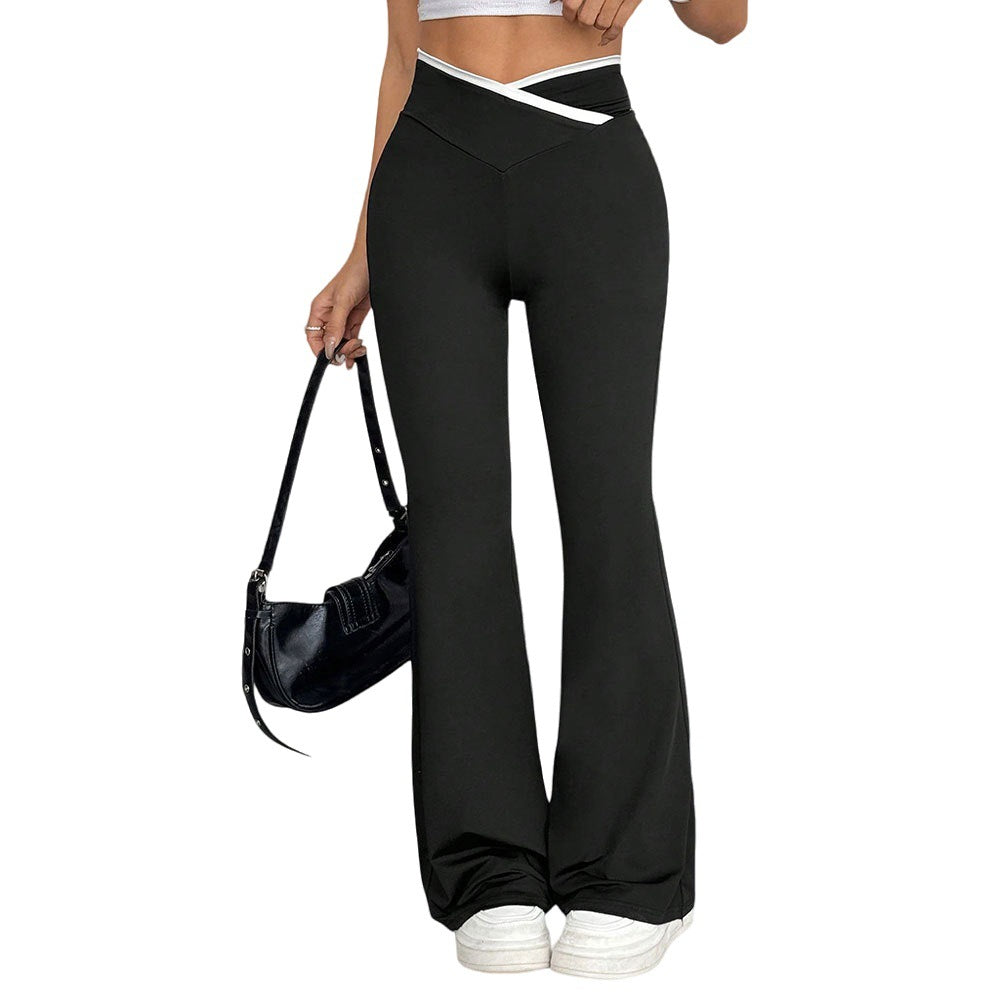 Pantalons de yoga évasés pour femmes avec taille haute et détails de surpiqûres stylés Chic & Stil