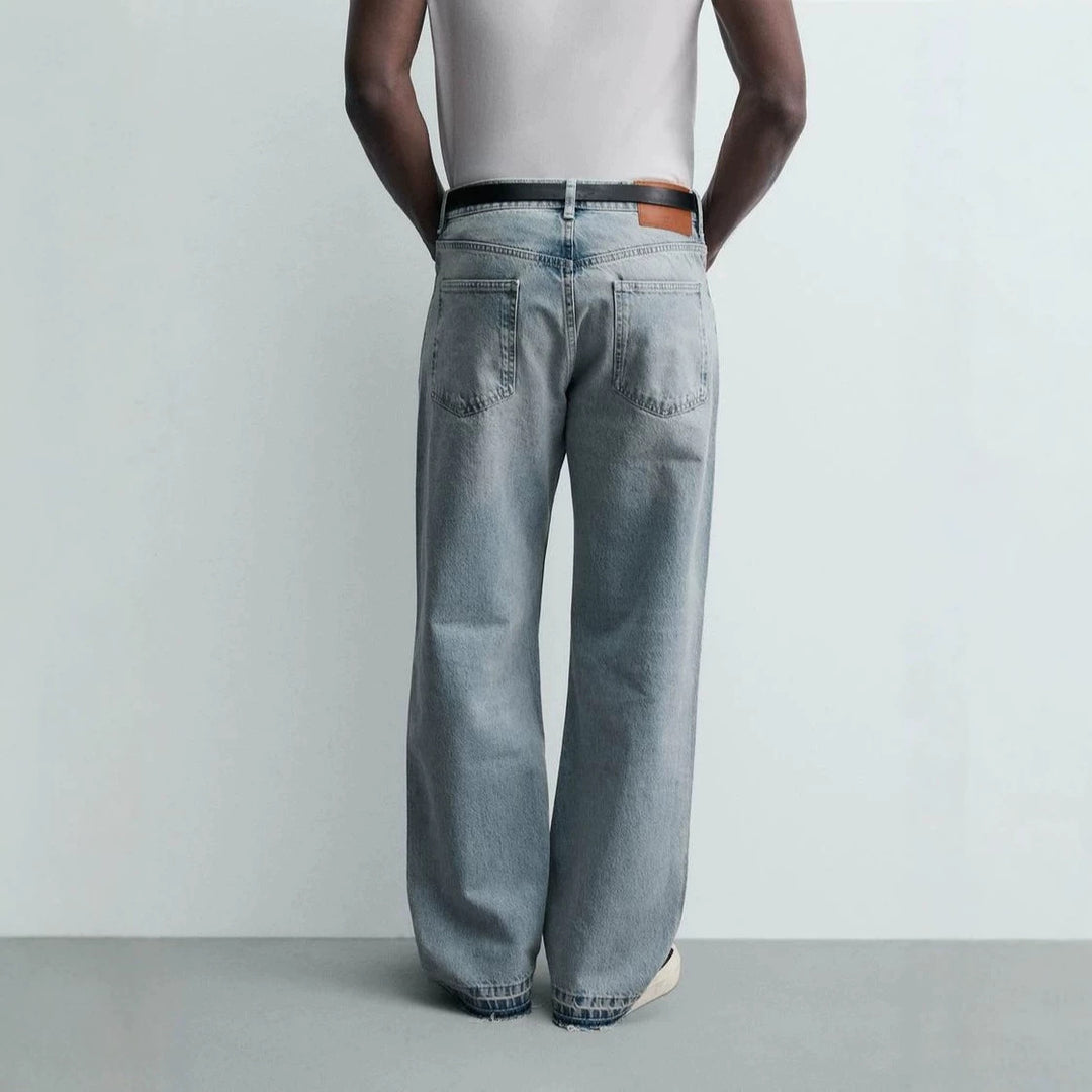 Men's straight-cut jeans with a high rise and vintage-washed effect Amarae