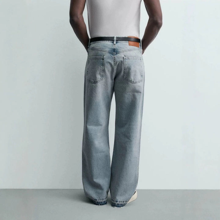 Men's straight-cut jeans with a high rise and vintage-washed effect Amarae