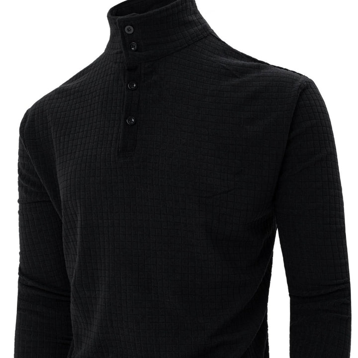 Men's Long Sleeve Polo with Structured Surface Lune London